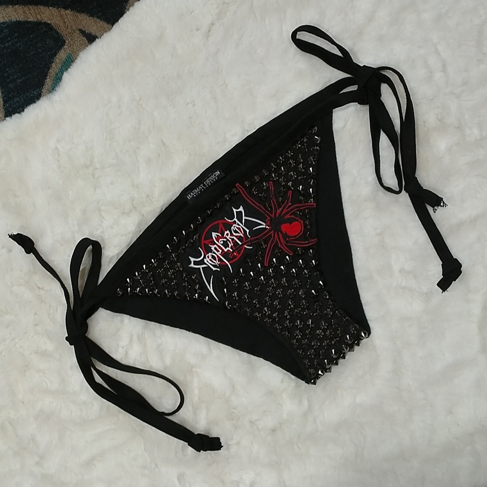Hazmat designs custom made studded black panties rave costume bottoms sz small